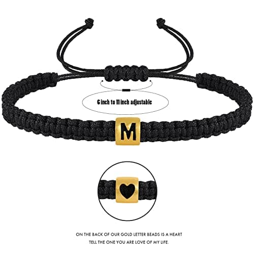VIBILIA Gold Woven Rope Letter Bracelet - Adjustable Gifts for Men & Women