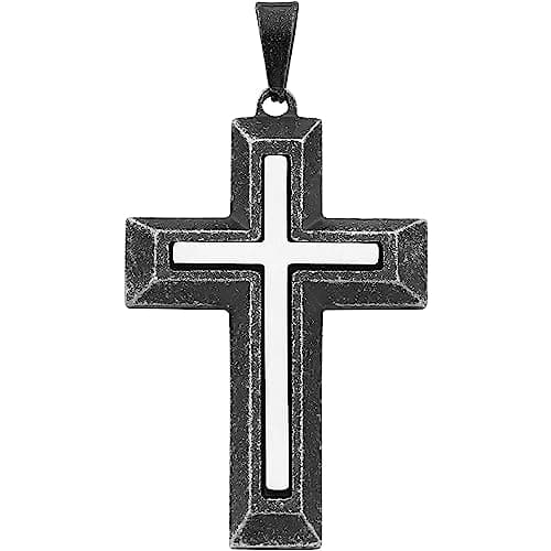 Boston Bay Diamonds Men's Cross Pendant Necklace, 316L Stainless Steel, 24" Curb Chain