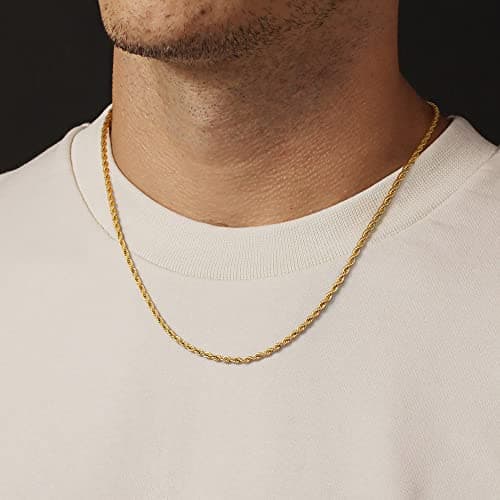 EnglishIVER Men's Gold Silver Black Stainless Steel Cross Necklace with Layered Rope Chain 16-24 Inch