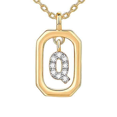 PavoI 14K Gold Plated CZ Letter Pendant Necklace for Women