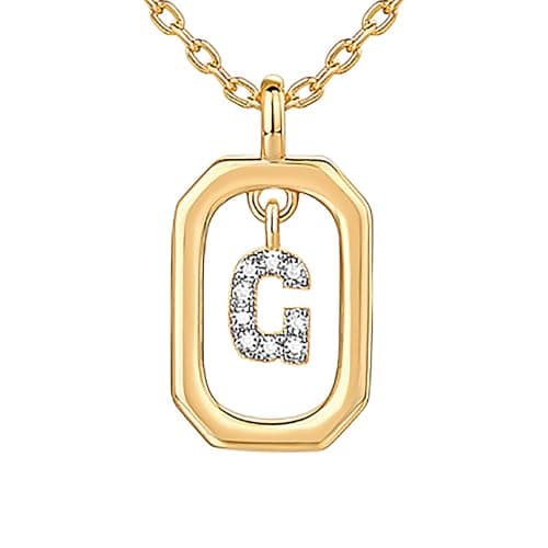PavoI 14K Gold Plated CZ Letter Pendant Necklace for Women