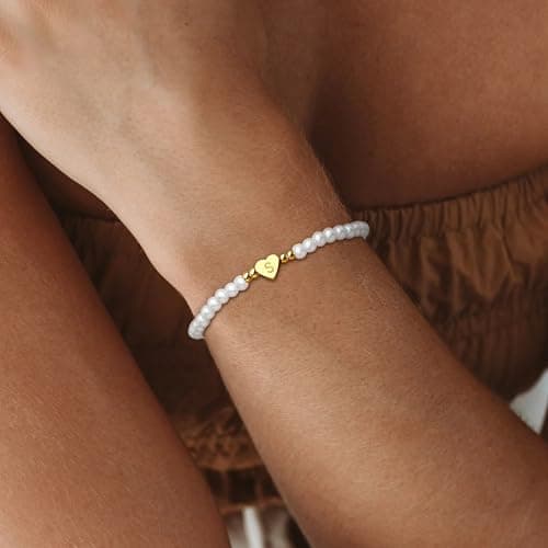 2025 Trendy Gold Initial Pearl Bracelet for Women