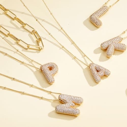 Ascona Gold Layered Rhinestone Initial Necklace for Women Jewelry Gift