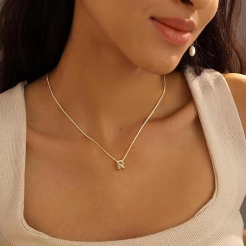 SELSHE Gold Plated Balloon Letter Necklace for Women