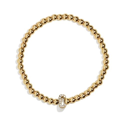 BaubleBar Pisa Stretch Bracelet - Personalized Gold-Plated Vertical Pave Initial Jewelry for Women