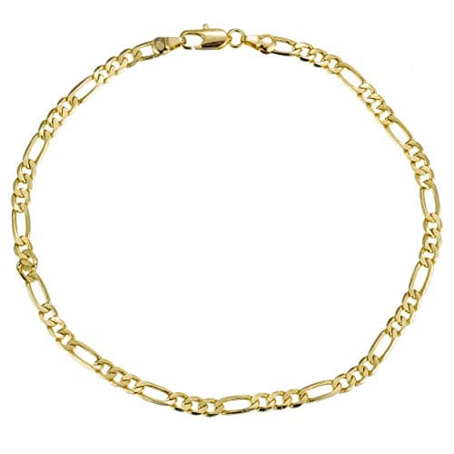 Kelistom 14K White Gold Plated Cuban Link Anklet Bracelets