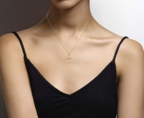 Miabella Italian 925 Sterling Silver Hammered Cross Pendant Necklace 18"