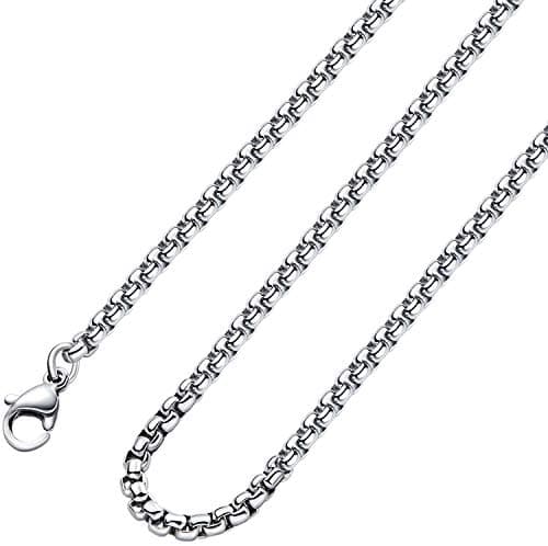Stainless Steel Round Box Chain Necklace for Men & Women
