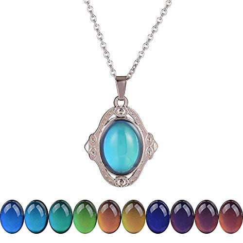 FM42 Temperature Sensing Color-Changing Pendant Necklace with Stainless Steel Chain