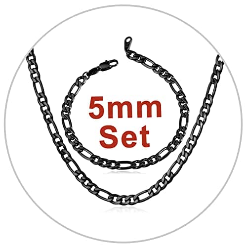 Men's 18K Gold Plated Figaro Chain Necklace 3mm-9mm, 16"-30"