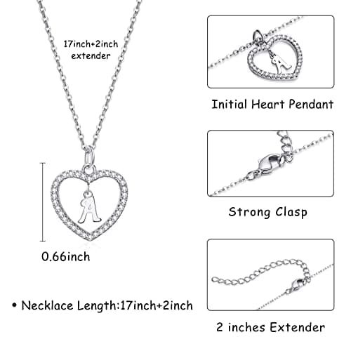 Lang Xuan Personalised Silver Initial Necklace A-Z Name Pendant Gifts