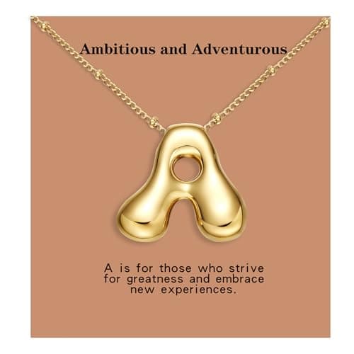 VOJO Gold Plated Balloon Letter Pendant Necklace for Women