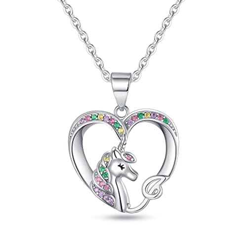 BRIJEWLIC Silver Cursive Initial CZ Heart Necklace for Girls & Teen Girls