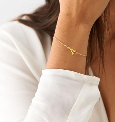 Trendy 18K Gold Plated Initial Charm Bracelet for Women