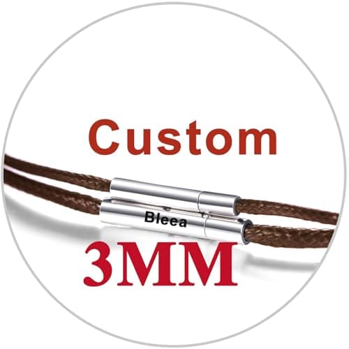 Customizable U7 Leather Cord Necklace - Black/Brown 3mm/2mm, Stainless Steel Clasp, 16-30"