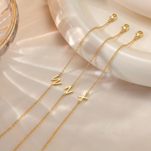 Picuzzy Gold Initial Charm Bracelets for Women