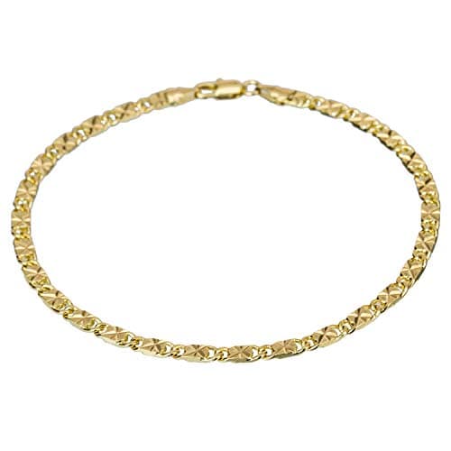 Kelistom 14K White Gold Plated Cuban Link Anklet Bracelets