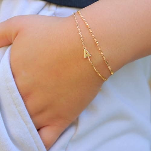 Gold Plated Initial A-Z Letter Bracelets for Women Gift