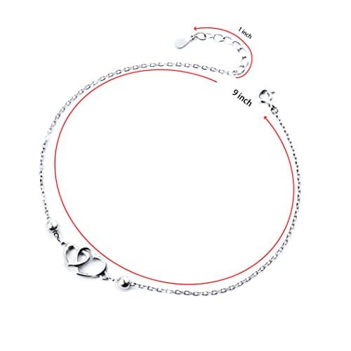 DAOCHONG Women's S925 Sterling Silver Adjustable Foot Heart Lotus Infinity Moon Stars Flower Pearl Anklet Beach Jewelry