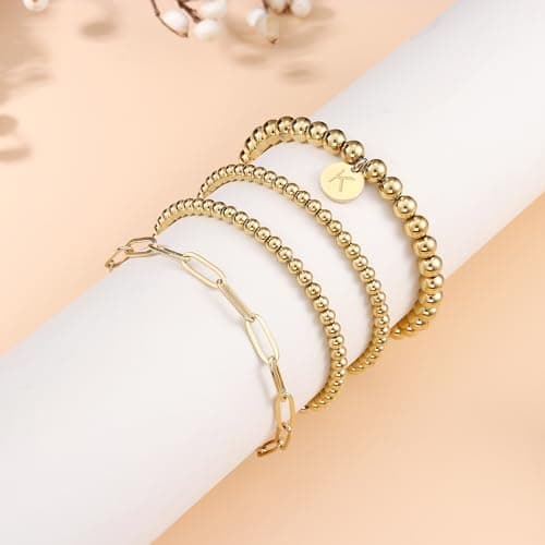 Sanfenly Gold-Plated Initial Bracelet Stack Set