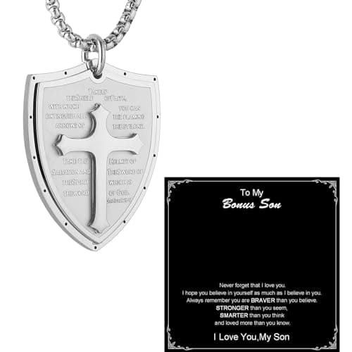 HZMAN Shield of Faith Cross Pendant Necklace