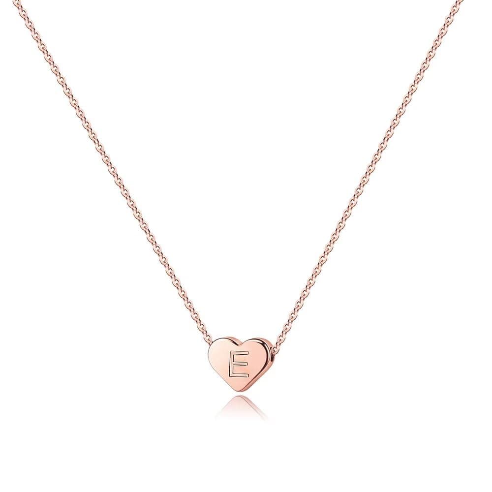 Turandoss Heart Initial Necklaces for Teen Girls - 14K Rose Gold Filled Pendant Jewelry