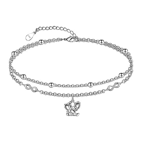 Chic Layered Sterling Silver Created Opal Anklet Bracelet Adjustible 11" Best Friend Beaded Chain