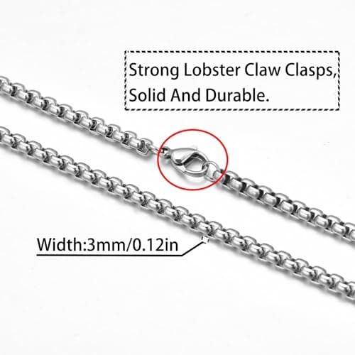 Lamciaga 5mm Silver Gold Stainless Steel Chain Necklace, 18"/20"/24" for Men Boys Women