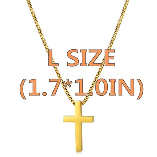 XXMAYSTER Men's Stainless Steel Silver/Gold Cross Necklace, 18-24 Inch Chain, Gift BoxIncluded