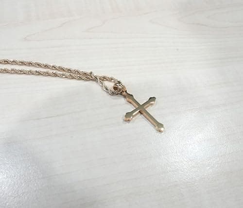 ADORATO JEWELRY 18K Gold Cross Pendant Charm with 3MM Rope Chain for Men & Women