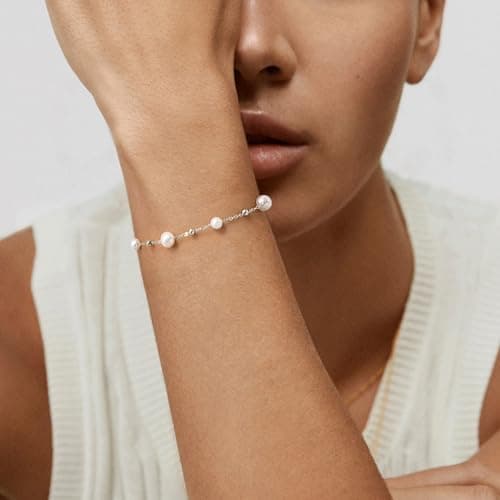 NORVIT 14k Gold Filled Round Pearl Bracelet for Women