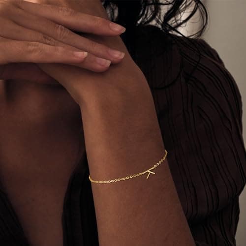 Picuzzy Gold Initial Charm Bracelets for Women