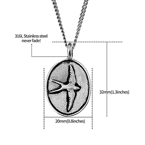 Nami Mens Silver Pendant Necklace 23" Stainless Steel Chain Premium Gift