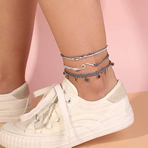 Lynnaneo WaterProof Stainless Steel Coin Anklet Boho Jewelry for Women