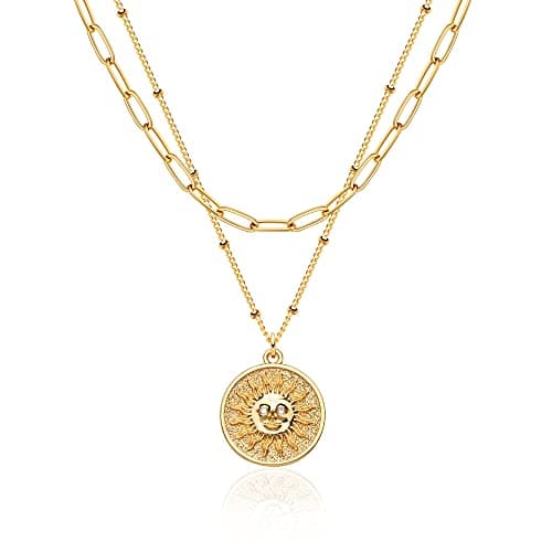 MEVECCO Handmade 18k Gold Plated Heart Arrow Layered Choker Necklace for Women