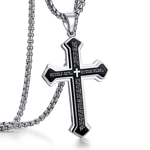 Stainless Steel Nail Cross Pendant Necklace for Men Women 24" Chain