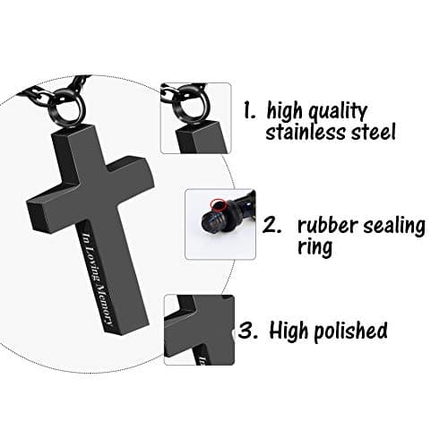 Dletay Personalized Cremation Cross Necklace for Ashes Holder Jewelry-In Loving Memory