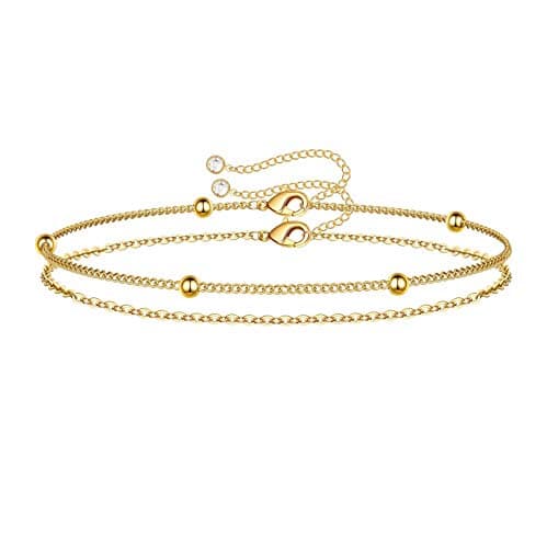 Turandoss Women's 14K Gold Plated Evil Eye Layered Bracelet