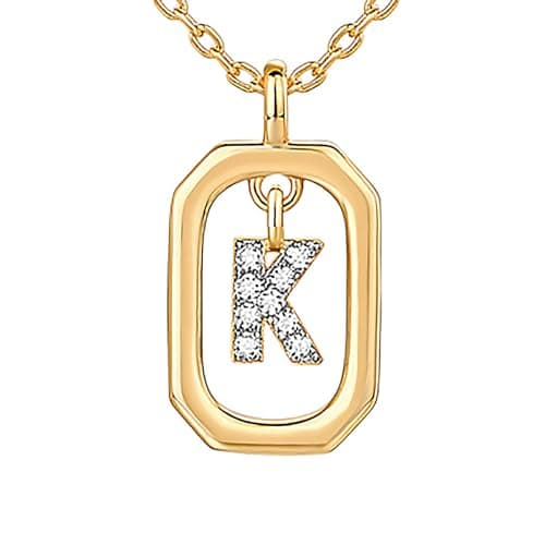 PavoI 14K Gold Plated CZ Letter Pendant Necklace for Women