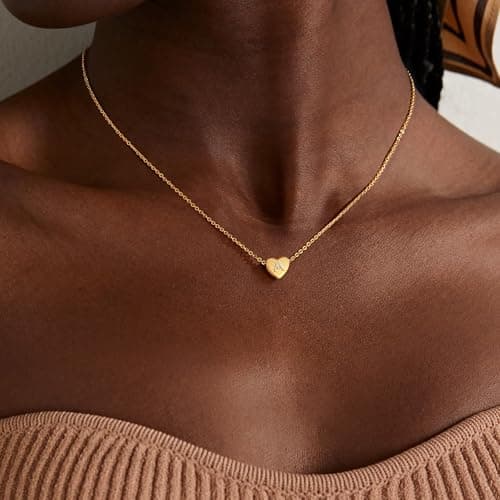 Mooham Initial Heart Cubic Zirconia Pendant Necklace for Women