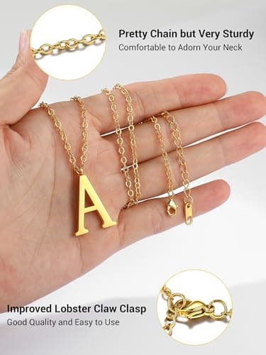 PROSTEEL Women's Trendy Gold Plated Black 316 Stainless Steel Initial Necklace, Adjustable 20-22"imentierten Mineralwass