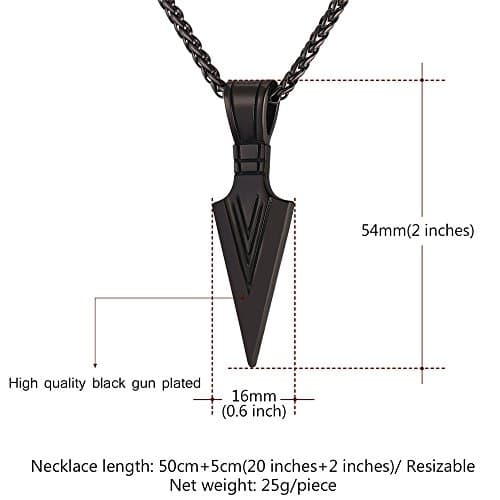 Men's U7 Stainless Steel 18K Gold Plated Arrowhead/Wolf Teeth Pendant Necklace