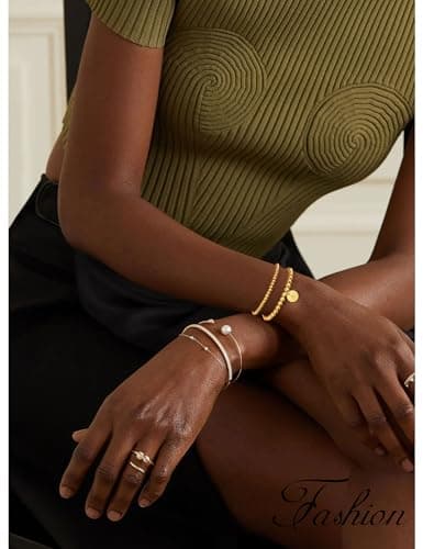 Honsny Gold Plated Initial Bracelet Set for Women A-Z Adjustable Charms