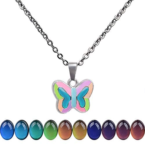 FM42 Temperature Sensing Color-Changing Pendant Necklace with Stainless Steel Chain