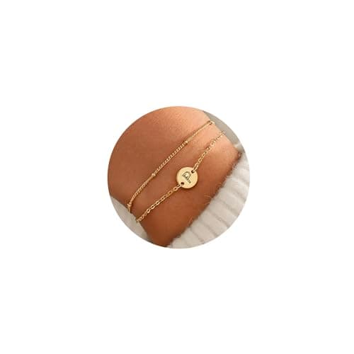 Monzo Gold Plated Initial Bracelet for Women Personalized Mothers Day Gift