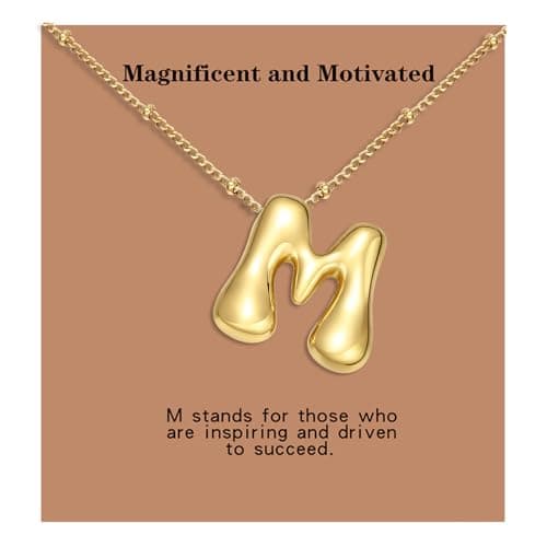 VOJO Gold Plated Balloon Letter Pendant Necklace for Women