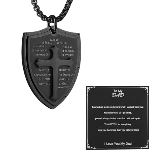 HZMAN Shield of Faith Cross Pendant Necklace