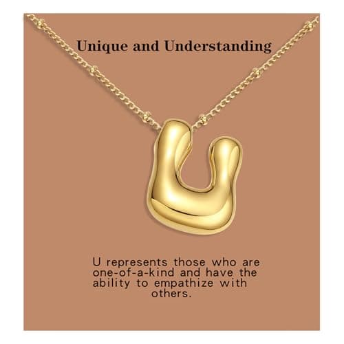 VOJO Gold Plated Balloon Letter Pendant Necklace for Women