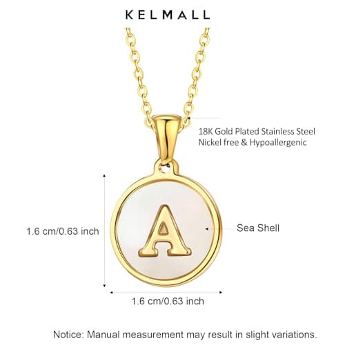 KELMALL Gold Initial Necklace, A-Z Circle Pendant Non-Tarnish Jewelry