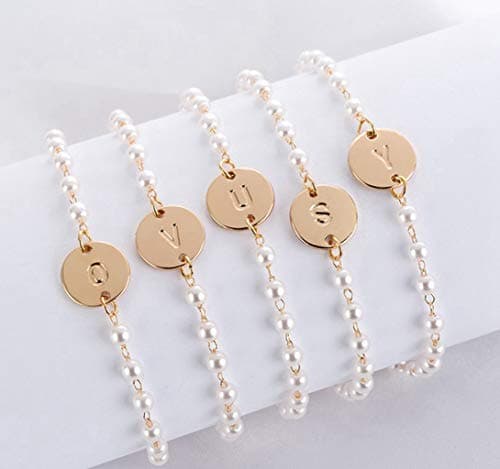 Personalized Initial Pearl Bracelet for Bridesmaids and Sisters